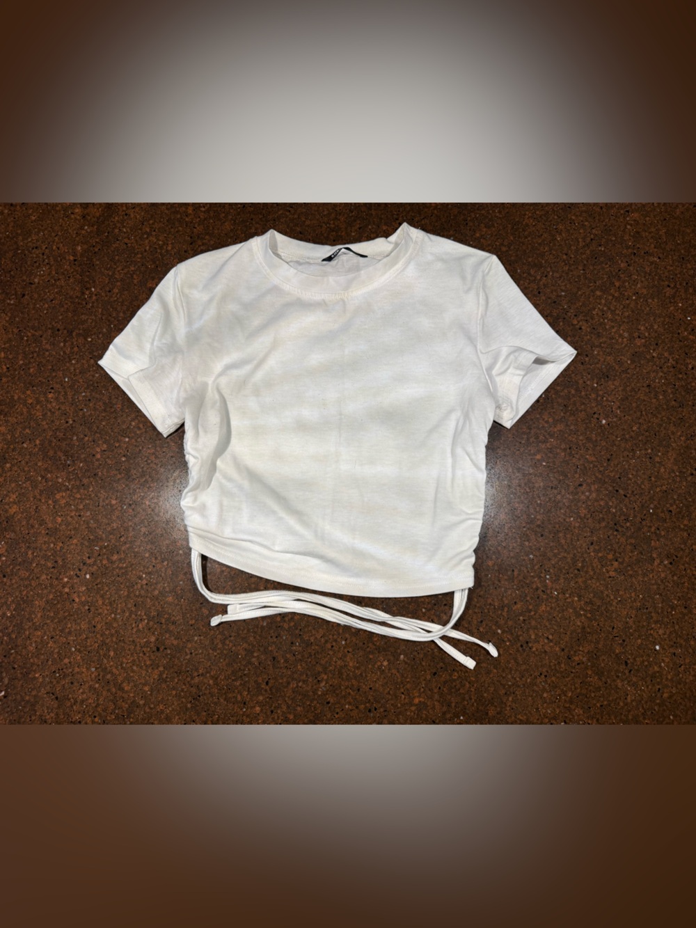 SHEIN White Short Sleeve Ruched Crop Top with Ties